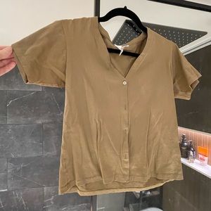 Vintage Calvin Klein Brown Button Cotton Blouse Medium